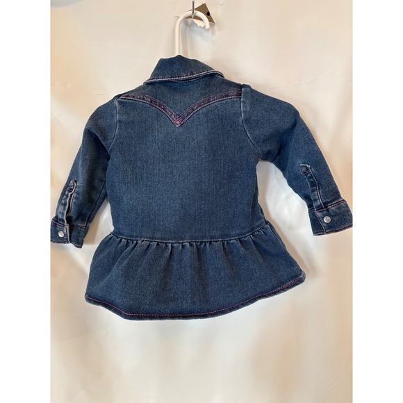 Wrangler Denim Dress Little Girls Sz 0-3 Mo Western Wear Pearl Snap - Picture 5 of 7